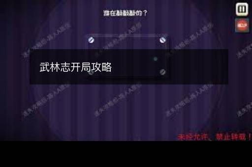 武林志开局攻略